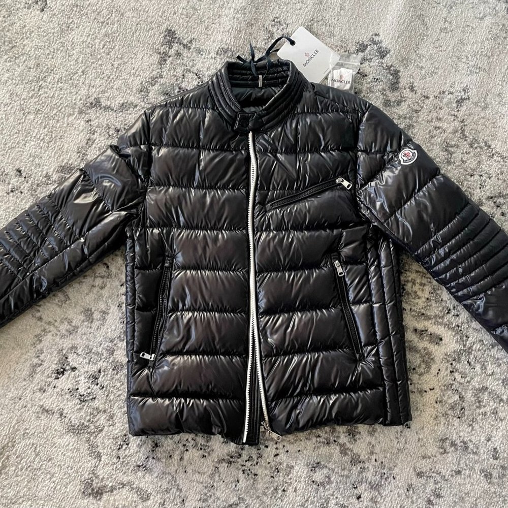 Moncler Black Down Biker Berriat Jacket SIZE 4 in Like NEW Condition